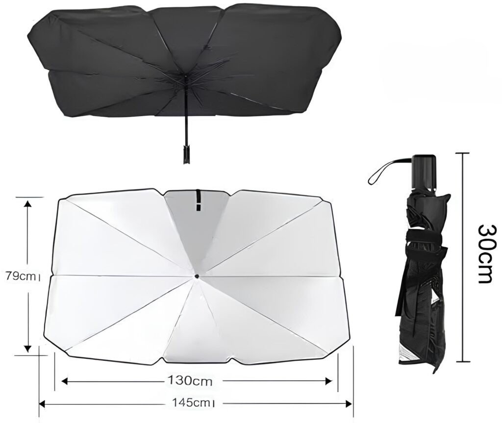 Araç İçi Ön Cam Güneşliği, Katlanabilir Şemsiye, %99 Etkin Koruma,(140 X 79 CM)